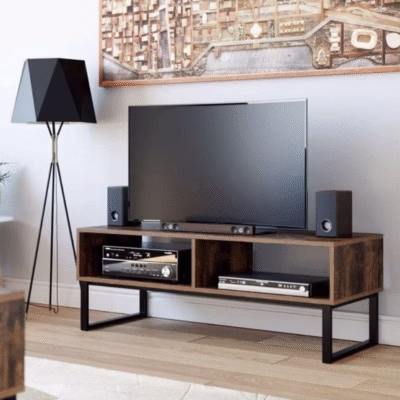 kệ tivi gỗ kết hợp với kim loại