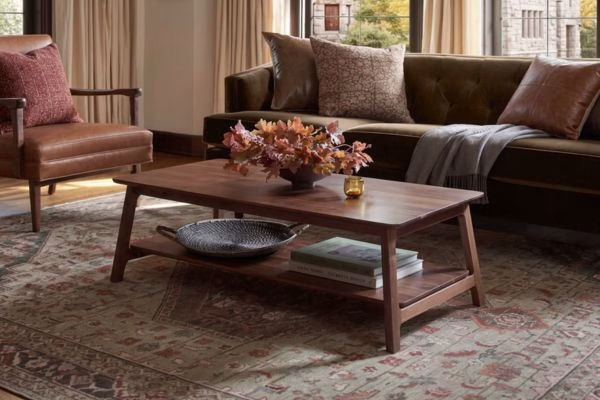 A rectangular mid-century modern solid walnut coffee table