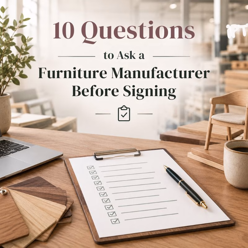 10 questions to ask a furniture manufacturer before signing