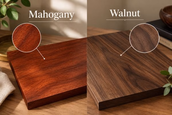 mahogany vs walnut wood grain texture comparison